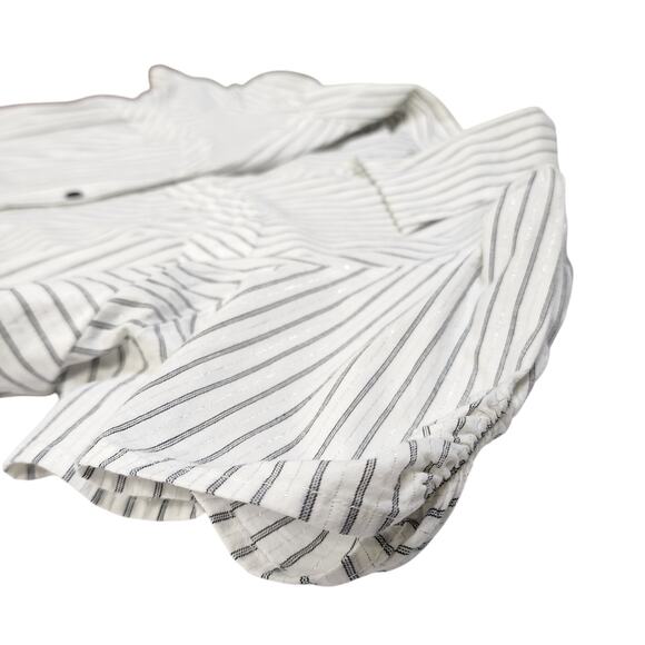 Lane Bryant Womens Button Down Blouse Top Plus Size 18/20 White Metallic Stripe - Picture 5 of 10